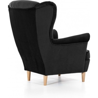 Fauteuil 1 place en tissu velours catégorie luxe, noir, ARNAUD