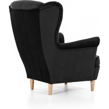 Fauteuil 1 place en tissu velours catégorie luxe, noir, ARNAUD