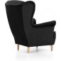 Fauteuil 1 place en tissu velours catégorie luxe, noir, ARNAUD
