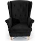 Fauteuil 1 place en tissu velours catégorie luxe, noir, ARNAUD