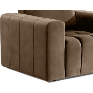 Fauteuil 1 place en tissu velours catégorie luxe, beige, LAZINO