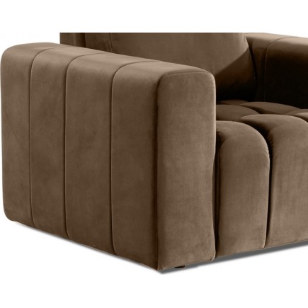 Fauteuil 1 place en tissu velours catégorie luxe, beige, LAZINO