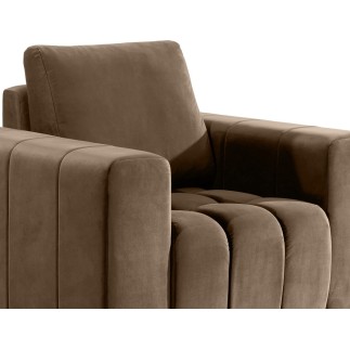 Fauteuil 1 place en tissu velours catégorie luxe, beige, LAZINO