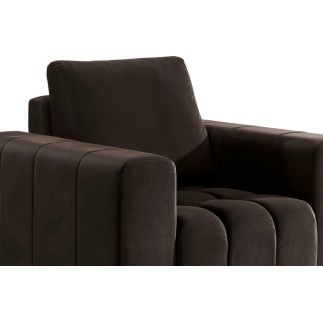 Fauteuil 1 place en tissu velours catégorie luxe, chocolat, LAZINO