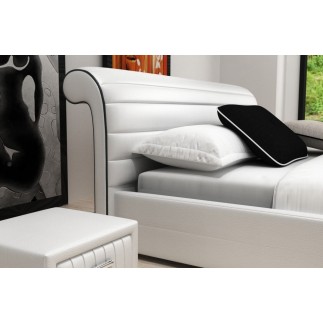 Lit design en cuir italien de luxe SPIRIT, blanc, 140x190