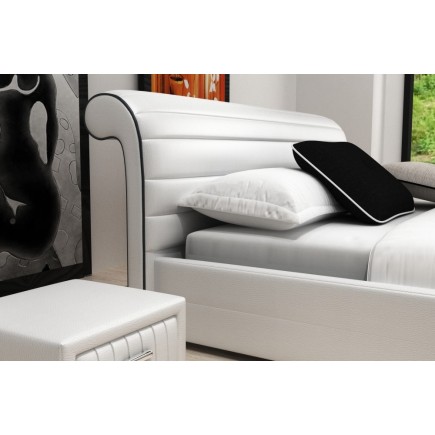 Lit design en cuir italien de luxe SPIRIT, blanc, 140x190
