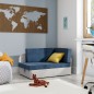 Canapé convertible 2 places moderne en tissu Bleu foncé / Gris clair, coffre, ROSEN Canapé convertible 2 places moderne en tissu Bleu foncé / Gris clair, coffre, ROSEN