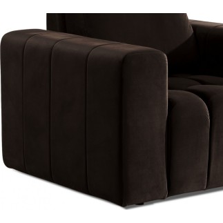 Fauteuil 1 place en tissu velours catégorie luxe, chocolat, LAZINO