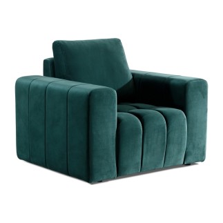 Fauteuil 1 place en tissu velours catégorie luxe, vert, LAZINO