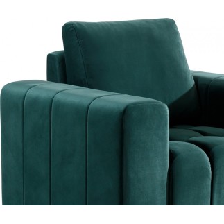 Fauteuil 1 place en tissu velours catégorie luxe, vert, LAZINO