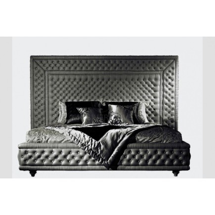 Lit en cuir italien de luxe PALACE, gris foncé