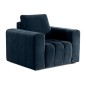 Fauteuil 1 place en tissu velours catégorie luxe, bleu foncé, LAZINO