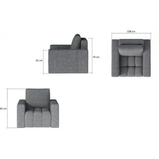 Fauteuil 1 place en tissu velours catégorie luxe, bleu foncé, LAZINO