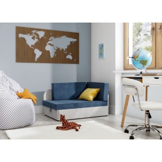 Canapé convertible 2 places moderne en tissu Bleu foncé / Gris clair