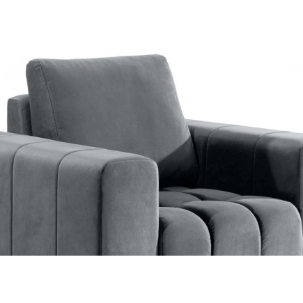 Fauteuil 1 place en tissu velours catégorie luxe, gris, LAZINO