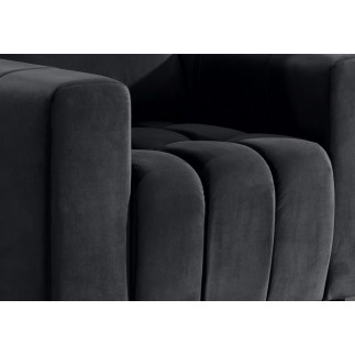 Fauteuil 1 place en tissu velours catégorie luxe, gris foncé, LAZINO