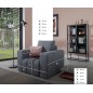 Fauteuil 1 place en tissu velours catégorie luxe, gris foncé, LAZINO