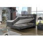 Ensemble boxspring complet tête de lit + sommiers + matelas + surmatelas LAMBERT de VENESETTI - tissu luxe gris foncé - 140x200