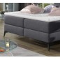 Ensemble boxspring complet tête de lit + sommiers + matelas + surmatelas LAMBERT de VENESETTI - tissu luxe gris foncé - 160x200