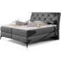 Ensemble boxspring complet tête de lit + sommiers + matelas + surmatelas LAMBERT de VENESETTI - tissu luxe gris foncé - 180x200