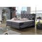 Ensemble boxspring complet tête de lit + sommiers + matelas + surmatelas LAMBERT de VENESETTI - tissu luxe gris foncé - 180x200