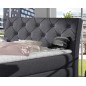 Ensemble boxspring complet tête de lit + sommiers + matelas + surmatelas LAMBERT de VENESETTI - tissu luxe gris foncé - 180x200