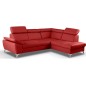 Canapé d'angle convertible en cuir italien de luxe 5 places MILOS, avec coffre, rouge foncé, angle droit