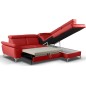 Canapé d'angle convertible en cuir italien de luxe 5 places MILOS, avec coffre, rouge foncé, angle droit