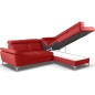 Canapé d'angle convertible en cuir italien de luxe 5 places MILOS, avec coffre, rouge foncé, angle droit
