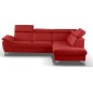 Canapé d'angle convertible en cuir italien de luxe 5 places MILOS, avec coffre, rouge foncé, angle droit