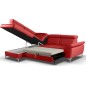 - Canapé d'angle convertible en cuir italien de luxe 5 places MILOS, avec coffre, rouge foncé, angle gauche (vu de face)