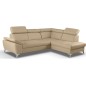 Canapé d'angle convertible en cuir italien de luxe 5 places MILOS, avec coffre, beige, angle droit