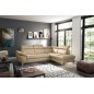 Canapé d'angle convertible en cuir italien de luxe 5 places MILOS, avec coffre, beige, angle droit