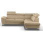 Canapé d'angle convertible en cuir italien de luxe 5 places MILOS, avec coffre, beige, angle droit