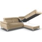 Canapé d'angle convertible en cuir italien de luxe 5 places MILOS, avec coffre, beige, angle droit