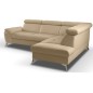 Canapé d'angle convertible en cuir italien de luxe 5 places MILOS, avec coffre, beige, angle droit