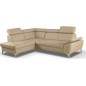 - Canapé d'angle convertible en cuir italien de luxe 5 places MILOS, avec coffre, beige, angle gauche (vu de face)
