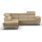 - Canapé d'angle convertible en cuir italien de luxe 5 places MILOS, avec coffre, beige, angle gauche (vu de face)