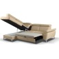 - Canapé d'angle convertible en cuir italien de luxe 5 places MILOS, avec coffre, beige, angle gauche (vu de face)