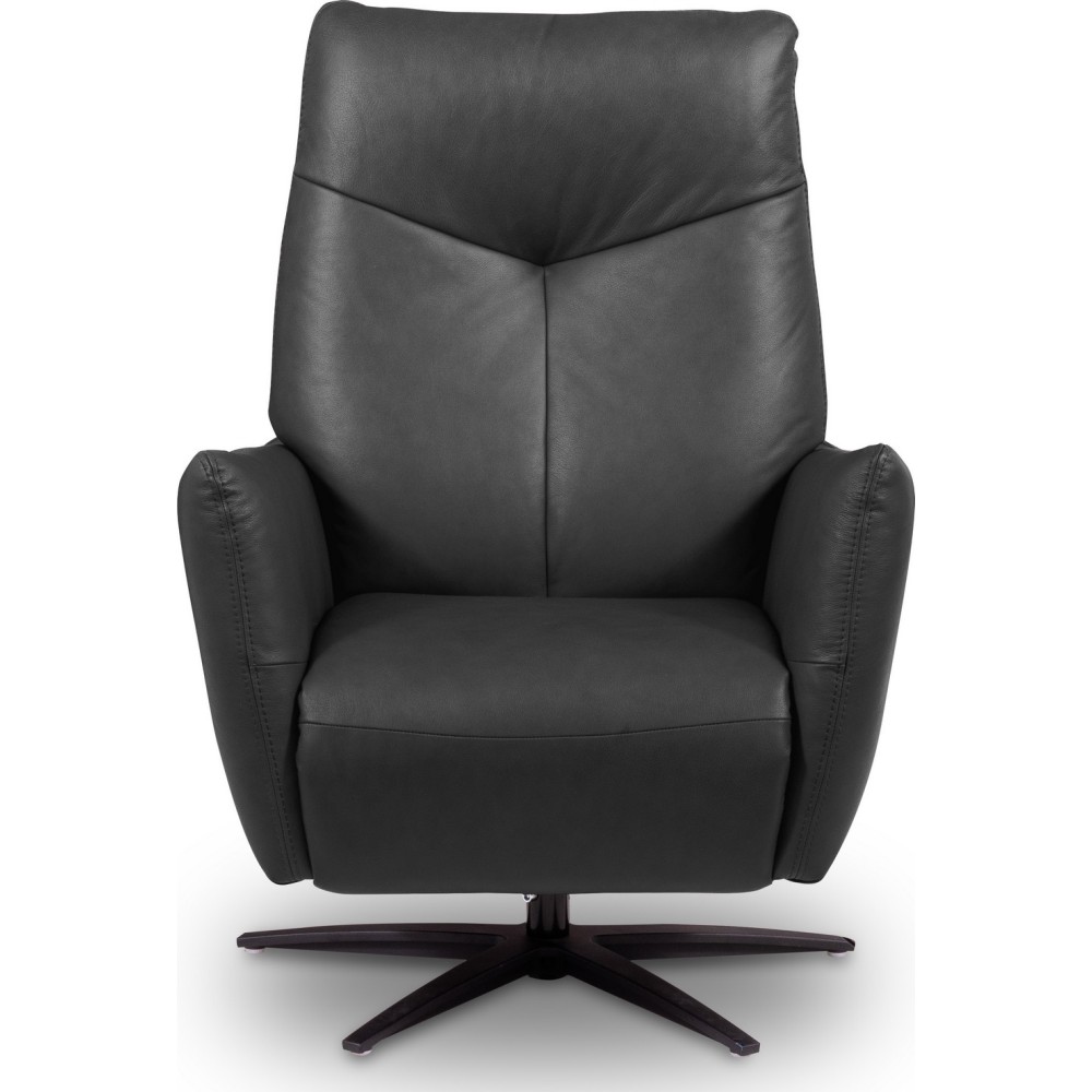 Fauteuil relax électrique en 100% tout cuir épais luxe italien, noir, CLAUDIO, 2 moteurs Fauteuil relax électrique en 100% tout cuir épais luxe italien, noir, CLAUDIO, 2 moteurs