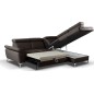 Canapé d'angle convertible en cuir italien de luxe 5 places MILOS, avec coffre, chocolat, angle droit