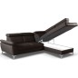 Canapé d'angle convertible en cuir italien de luxe 5 places MILOS, avec coffre, chocolat, angle droit
