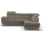 Canapé d'angle convertible en cuir italien de luxe 5 places MILOS, avec coffre, taupe, angle droit (vu de face)