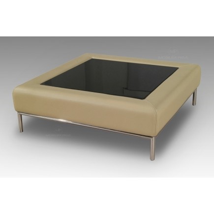 Table basse en cuir italien PALOMA, beige