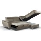 Canapé d'angle convertible en cuir italien de luxe 5 places MILOS, avec coffre, taupe, angle droit (vu de face)