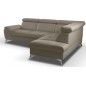Canapé d'angle convertible en cuir italien de luxe 5 places MILOS, avec coffre, taupe, angle droit (vu de face)