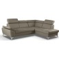 Canapé d'angle convertible en cuir italien de luxe 5 places MILOS, avec coffre, taupe, angle droit (vu de face)