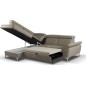 Canapé d'angle convertible en cuir italien de luxe 5 places MILOS, avec coffre, taupe, angle gauche (vu de face)