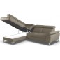Canapé d'angle convertible en cuir italien de luxe 5 places MILOS, avec coffre, taupe, angle gauche (vu de face)