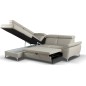 Canapé d'angle convertible en cuir italien de luxe 5 places MILOS, avec coffre, gris clair, angle gauche (vu de face)